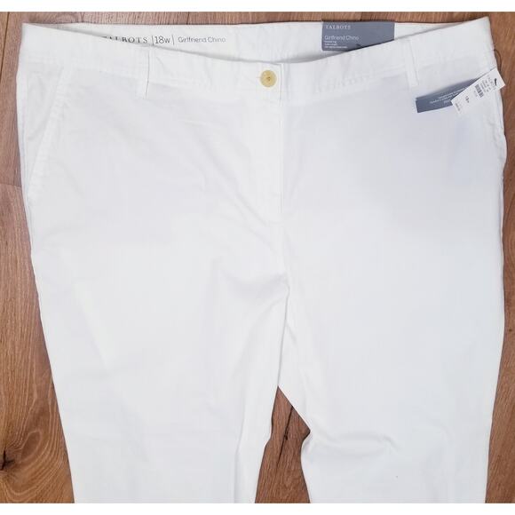 NWT's-Talbots Girlfriend Chino Pants Cream Color Relaxed Leg Ankle Length Sz 18W - Picture 2 of 11